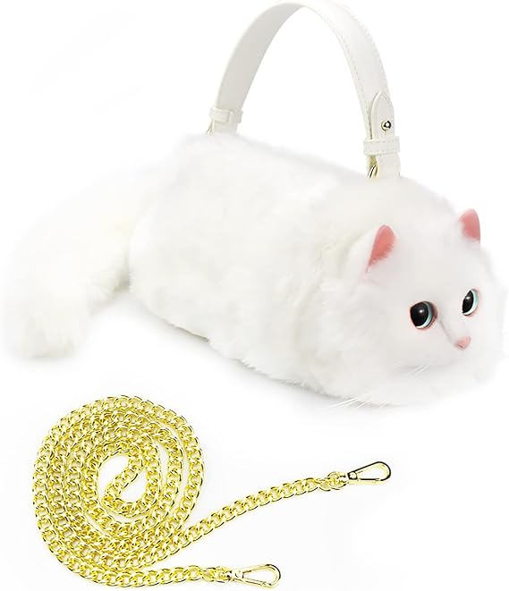 猫　リアル　バッグ　ショルダー　ハンド　白猫